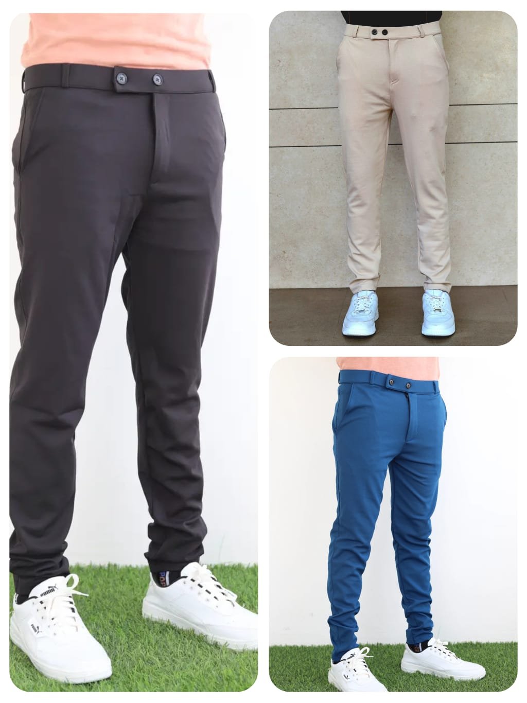 Formal Pant 3 Combo (Black,Lite sandal, Airforce blue)